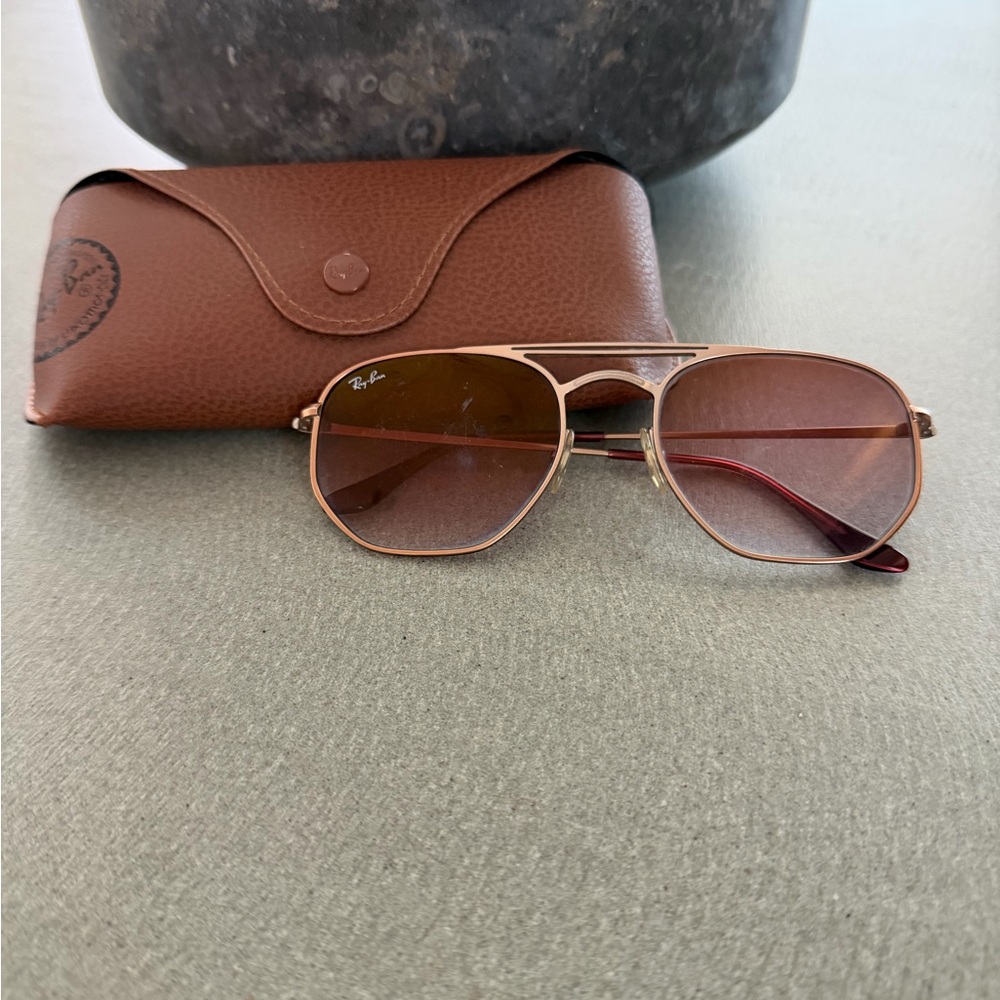 Ray-Ban Gold Frame Sunglasses with Brown Lenses